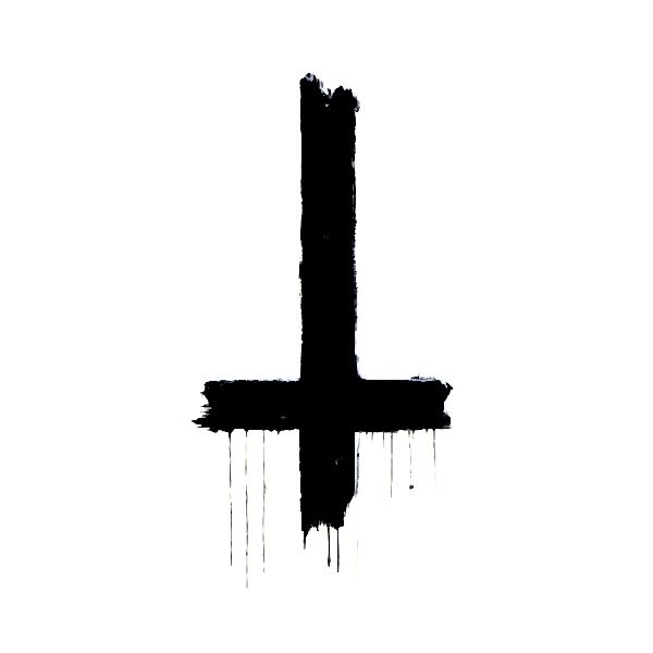 a black cross with dripping paint on it