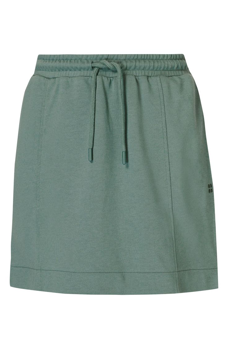 Cut from an ultrasoft organic-cotton blend, this drawstring skirt with handy pockets is too cute and comfy to reserve for just before or after your workout. 16" length (size Medium) Elastic/drawstring waist Side-seam pockets 50% organic cotton, 50% modal Machine wash, tumble dry Made in Turkey Casual Skirt With Elastic Waistband For Everyday, Casual Everyday Skirt With Elastic Waistband, Casual Skirt With Drawstring And Relaxed Fit, Green Casual Cotton Skirt, Sporty Cotton Skirt For Spring, Cotton Mini Skirt With Drawstring, Cotton Mini Skirt With Elastic Waistband, Everyday Relaxed Cotton Skirt, Everyday Relaxed Fit Cotton Skirt