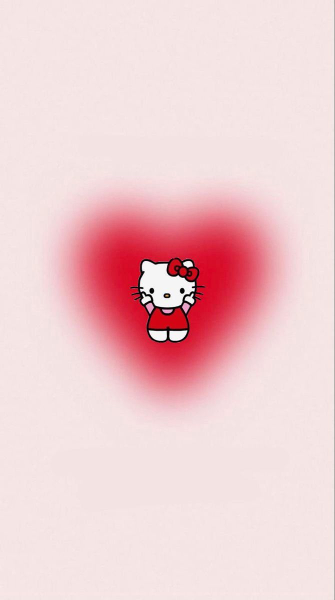 the hello kitty wallpaper is red and white with an image of a cat on it