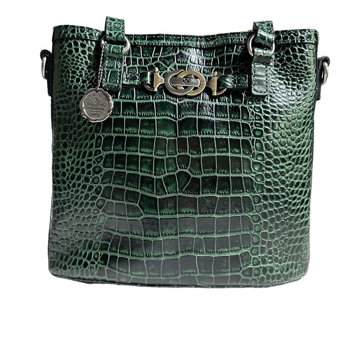 Patricia Nash Limited Edition For 10th Anniversary Croc Embossed Leather Handbag In Excellent Condition. It Was My Bag I Purchased Brand New. It Does Have A Small Spot On Back As Seen In Picture. Other Than That In A+ Condition. 4.5” Deep 12” Wide 11” Tall 24” Straps 12” Drop Luxury Green Shoulder Bag With Leather Lining, Luxury Green Bag With Leather Lining, Green Leather Satchel With Crocodile Pattern, Luxury Green Satchel With Leather Lining, Luxury Green Textured Leather Shoulder Bag, Classic Green Crocodile Pattern Bag, Classic Green Textured Leather Shoulder Bag, Green Textured Leather Tote Bag, Classic Green Textured Leather Bag