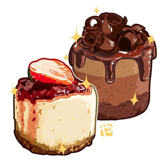 two desserts with different toppings on them, one is chocolate and the other is strawberry