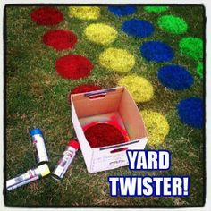 the yard twister has been decorated with pom poms and crayons