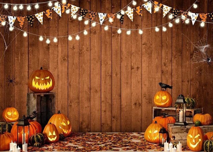 an image of halloween decorations with pumpkins