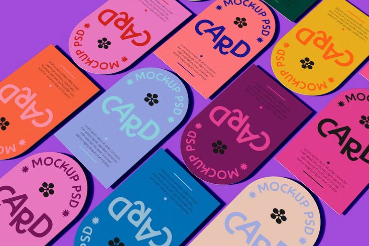 many different colored labels with the word gad on them in various colors and shapes