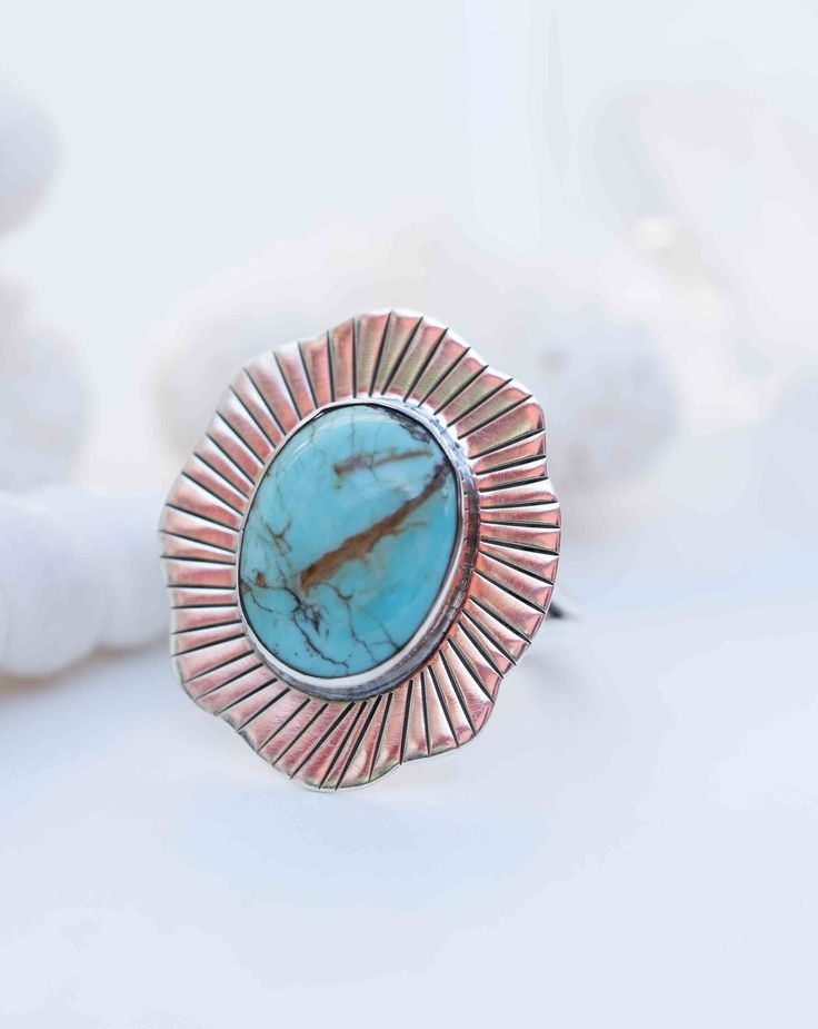 Turquoise Ring ~ oval shape ~Sterling Silver 925 ~ Handmade ~ Gemstone ~ Statement~ December Birthstone Boho MR281 Symbol Of Strength, Ring Turquoise, Symbols Of Strength, The Kings, Turquoise Rings, Turquoise Sterling Silver, Good Luck, Silver 925, Turquoise Ring