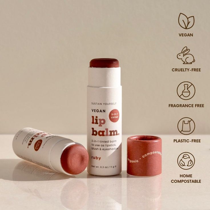 Vegan 3-in-1 Tinted Lip Balm - single Chapstick Product Photography, Lip Balm Packaging Design, Lip Balm Product Photography, Lip Balm Photography, Balm Photography, Lip Balm Design, Lips Balm, Lip Balm Packaging, Earthy Hues