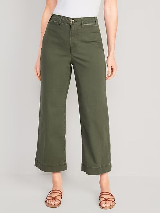 High-Waisted Wide-Leg Cropped Chino Pants | Old Navy Fresh Crop, Navy Chinos, Cropped Chinos, Jack Black, Chino Pants, Back Patch, Petite Size, Chinos Pants, Style Ideas