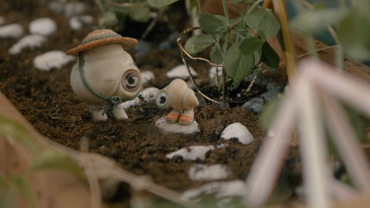 a planter filled with dirt and small plants