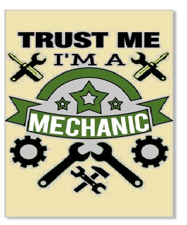 trust me i'm a mechanic sticker with wrens and stars on it