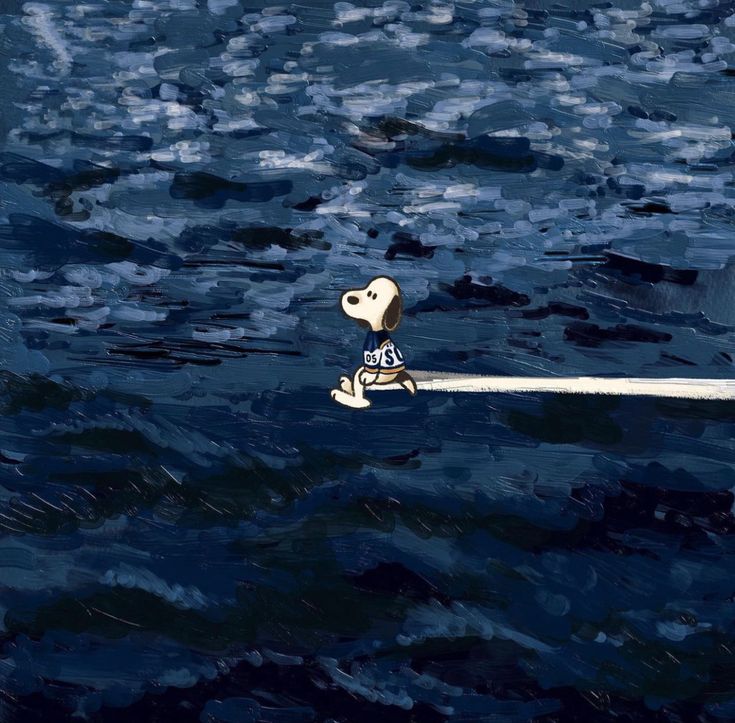 a painting of a person on a surfboard in the water with their feet up