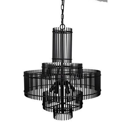 a black chandelier hanging from a chain