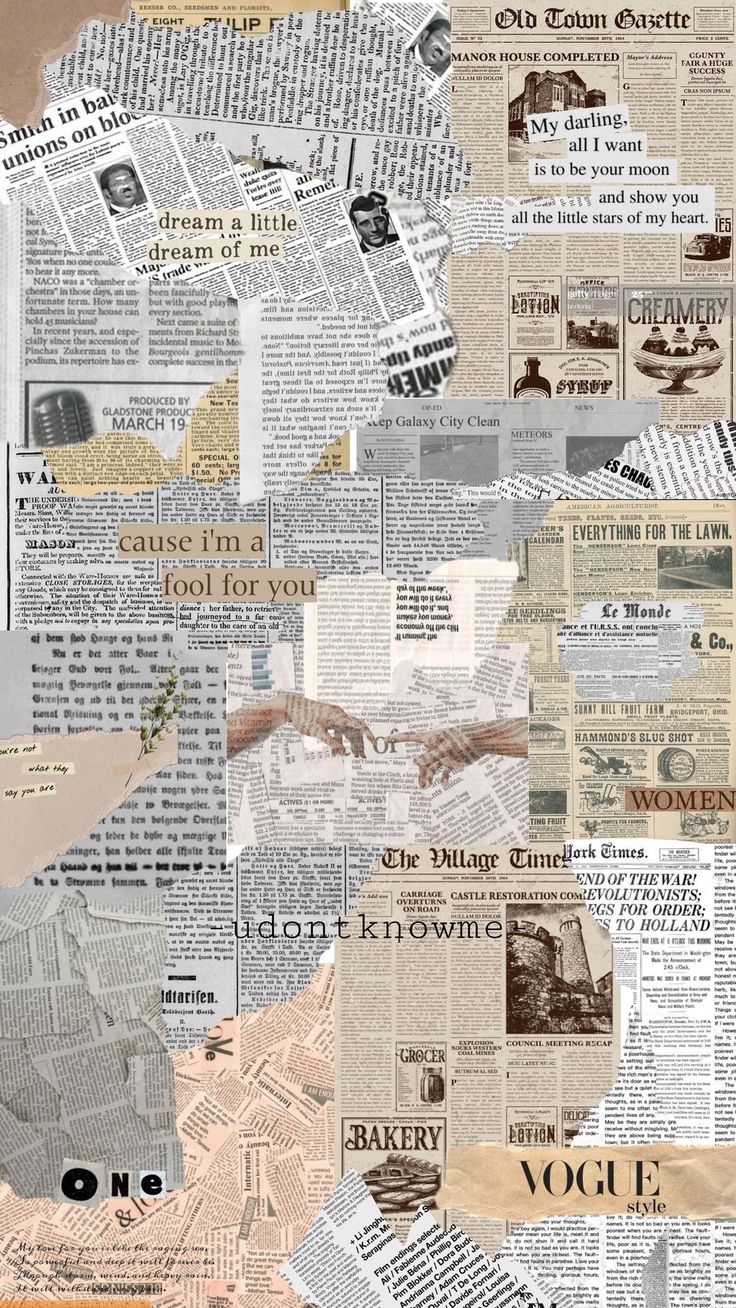 a collage of newspapers with different types of paper on them and the words, i love