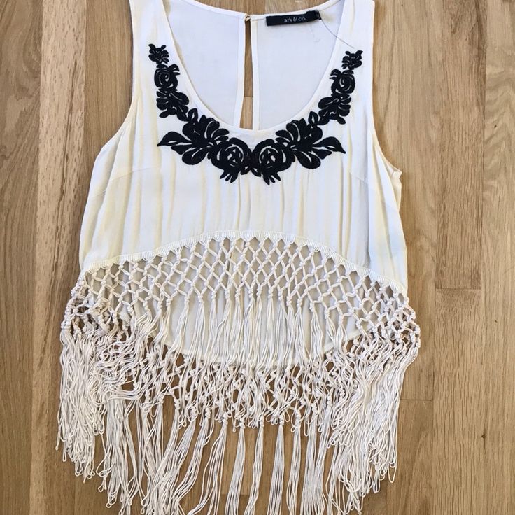 Loose And Decorative Festival Tank. Never Worn, Great Condition Bohemian Tank Top For Spring Party, Bohemian Fringe Tank Top For Spring, Bohemian Fringe Tank Top For Vacation, Womens Tops, Festival, Tank Tops, Cream, Women Shopping, Color