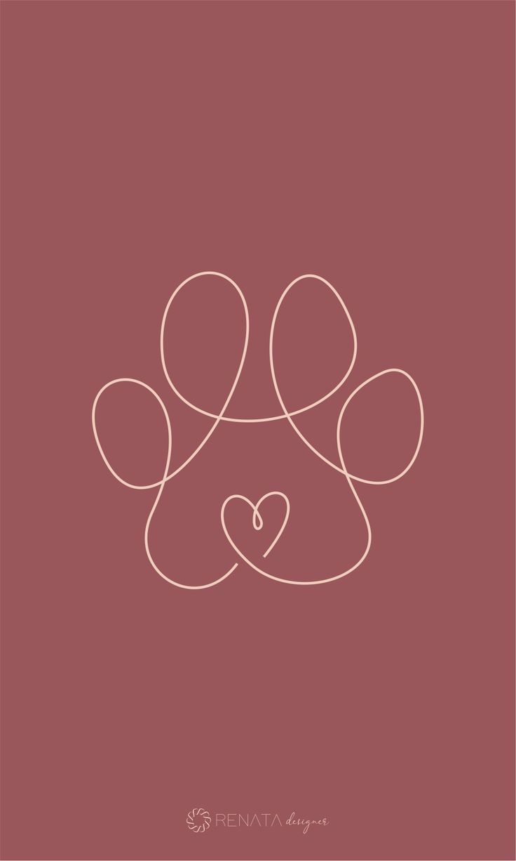 a dog's paw with a heart in the middle on a maroon background,