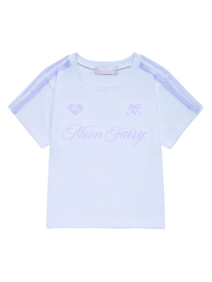 This is a casual and trendy top by MOONFAIRY that is made out of high quality and sturdy material. With distinctive mood of the design and comfortable wear, you can style it for your casual daily outfit.- Unique graphic artwork detail- Soft and sturdy cotton 100% fabric- Young and feminine mood Trendy Blue Top With Sublimation Print, Trendy Light Blue Top With Letter Print, Trendy Light Blue Top With Graphic Print, Trendy Blue T-shirt With Front Print, Trendy Light Blue Text Print Top, Light Blue Letter Print T-shirt For Spring, Light Blue Graphic Tee With Letter Print, Cute Light Blue Crew Neck T-shirt, Light Blue Logo Print T-shirt For Summer