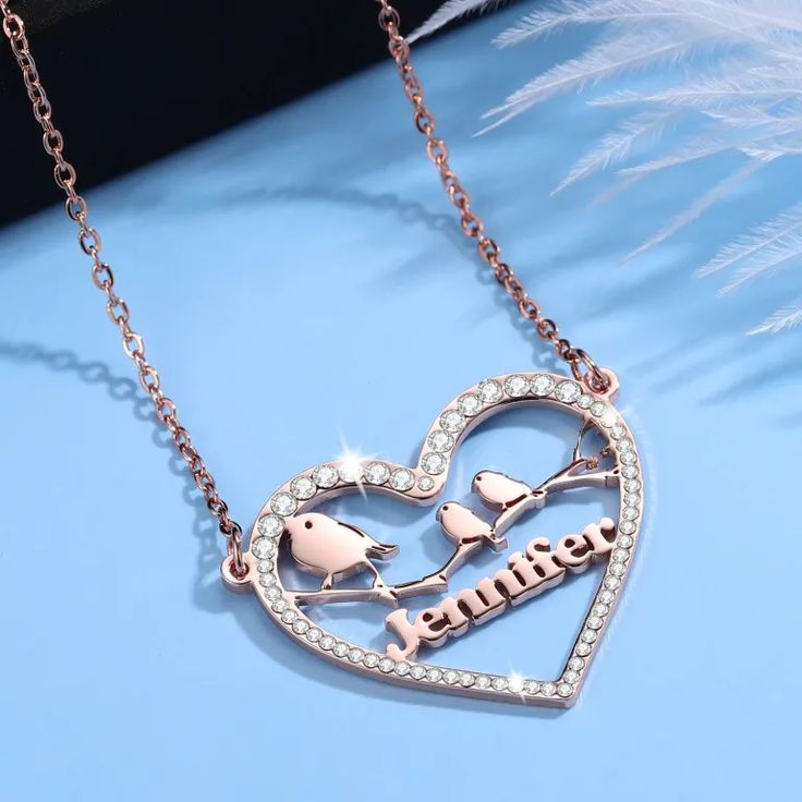 v Birds Name, Name Chain, Name Necklace Silver, Customizable Jewelry, Bird Necklace, Rose Gold Chain, Custom Name Necklace, Accessories Jewelry Necklace, Necklace Personalized