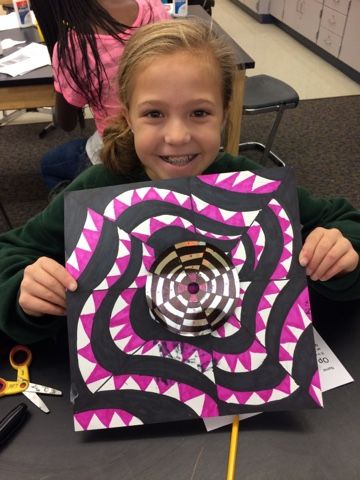 Beautiful Op Art! Well-done Jamestown Elementary Op Art Projects, Op Art Lessons, Middle School Art Projects, Art Lessons Middle School, 6th Grade Art, 4th Grade Art, 5th Grade Art, 3rd Grade Art, Jr Art