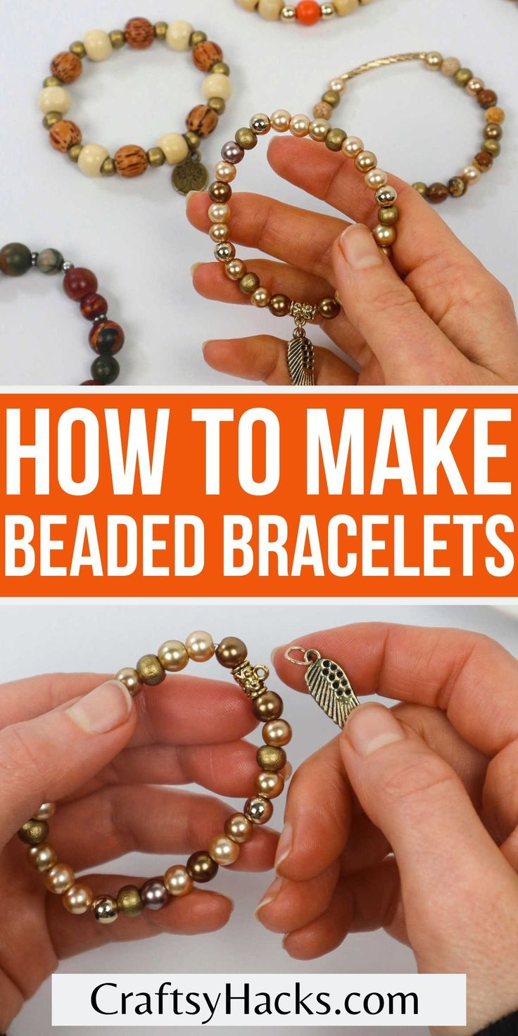 how to make beaded bracelets for beginners with pictures and text overlay that says, how to make beaded bracelets