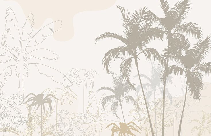 an image of a palm tree in the jungle with white and beige colors on it