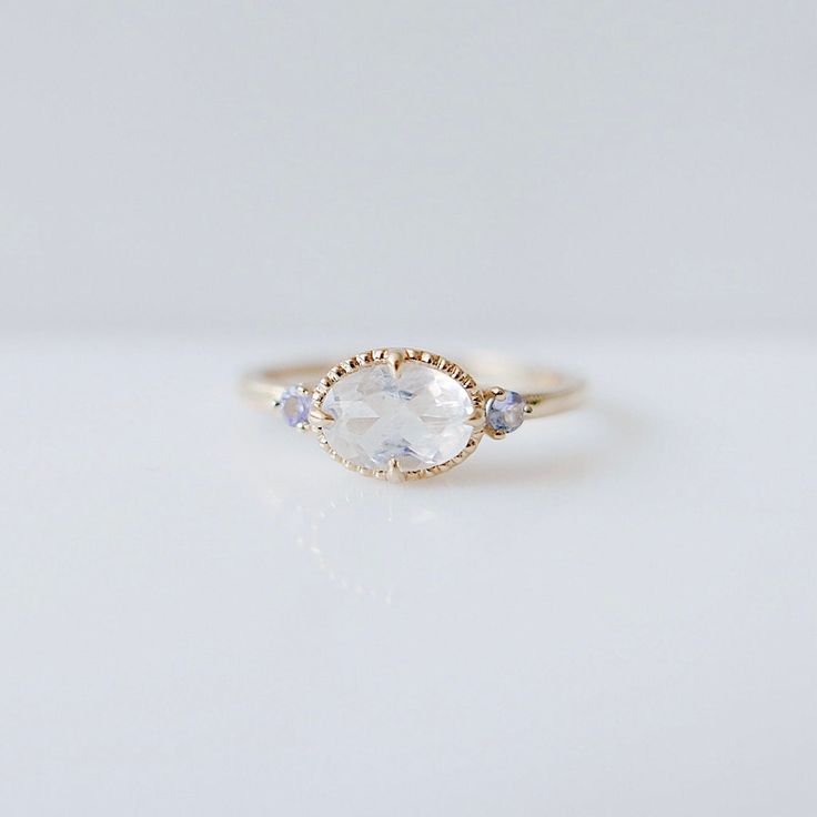 Somewhere Over The Rainbow, Rainbow Moonstone Ring, Over The Rainbow, Moonstone Ring, Dream Jewelry, How To Make Notes, Dainty Jewelry, Gold Band, White Rose