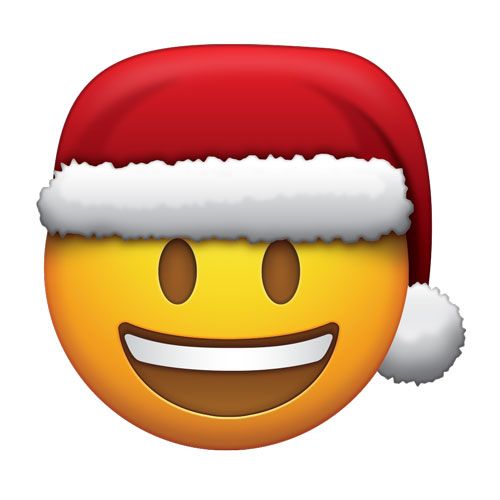 a smiley face wearing a santa hat