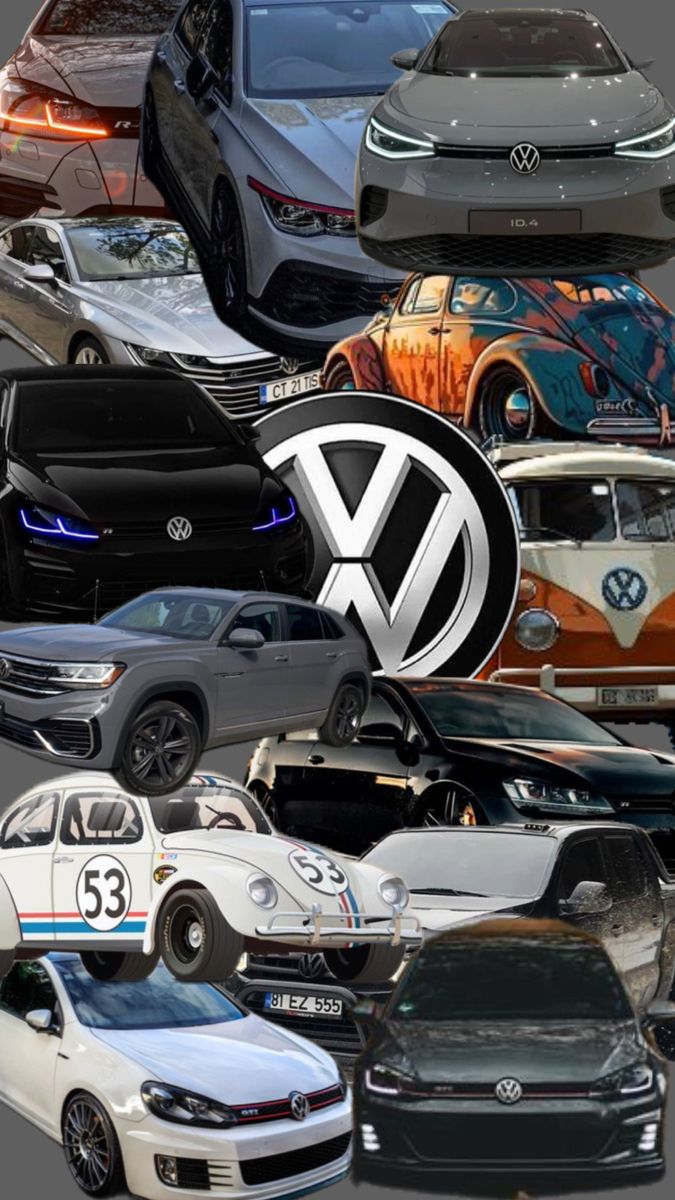 many different types of cars are shown in this collage with the word vw on it