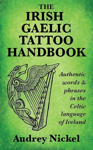 the irish celtic tattoo handbook, with an image of a harp on it's cover