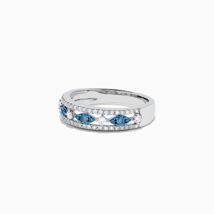 Effy Bella Bleu 14K White Gold Blue and White Diamond Ring, 0.42 TCW Blue Diamond Half Eternity Ring, Classic Blue Marquise Diamond Ring, Blue Marquise Brilliant Cut Diamond Ring, Blue Marquise Diamond Ring With Brilliant Cut, Classic Blue Diamond Half Eternity Ring, Blue Marquise Diamond Ring With Diamond Cut, Classic Blue Half Eternity Diamond Ring, Blue Diamond Cut Marquise Ring, Blue Marquise Cut Brilliant Rings