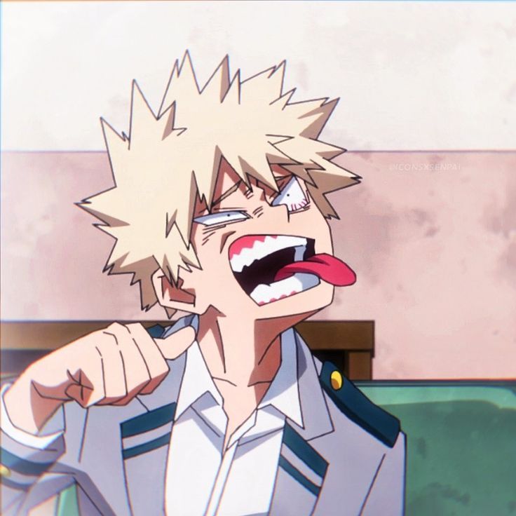 an anime character with his mouth open and tongue out