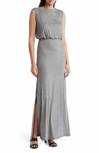 GO COUTURE Sleeveless Blouson Maxi Dress | Nordstromrack Elegant Flowy Full-length Maxi Dress, Floor-length Maxi Dress With Side Slits For Bridesmaid, Stretch Floor-length Bridesmaid Dress, Fitted Maxi Dress With Side Slits For Bridesmaids, Elegant Flowy Dresses With Side Slits, Elegant Long Inseam Spring Dresses, Elegant Long Inseam Dresses For Spring, Elegant Flowy Gray Dress, Elegant Flowy Maxi Dress With Side Slits