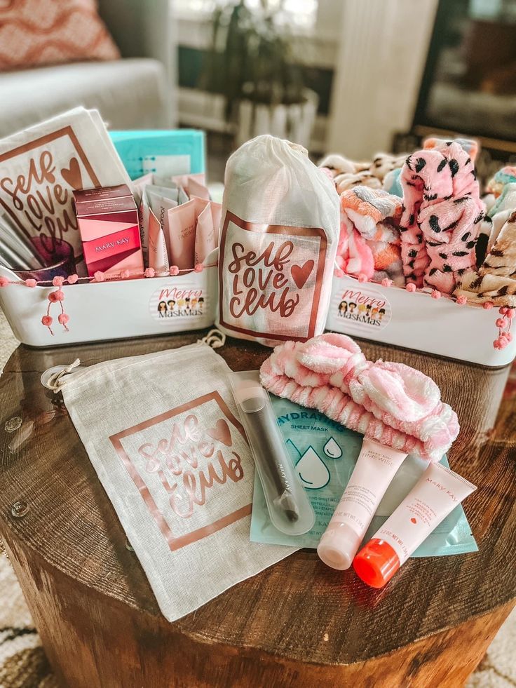 some pink items are sitting on a table