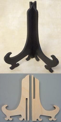 a pair of wooden brackets are shown next to each other