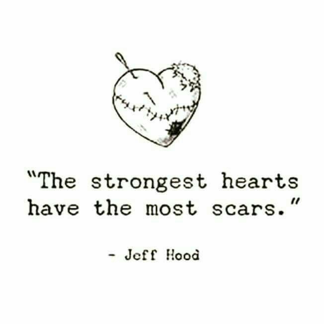 a heart with the words,'the strongest hearts have the most scars '