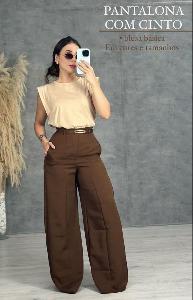 Paleta Rose, Brown Pants Outfit, Outfits Beige, Women Office Outfits, Casual Oufits, Color Combinations For Clothes, Casual Day Outfits, Brown Pants, Work Outfits Women