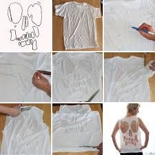 there are pictures of how to make a t - shirt with the cut outs on it