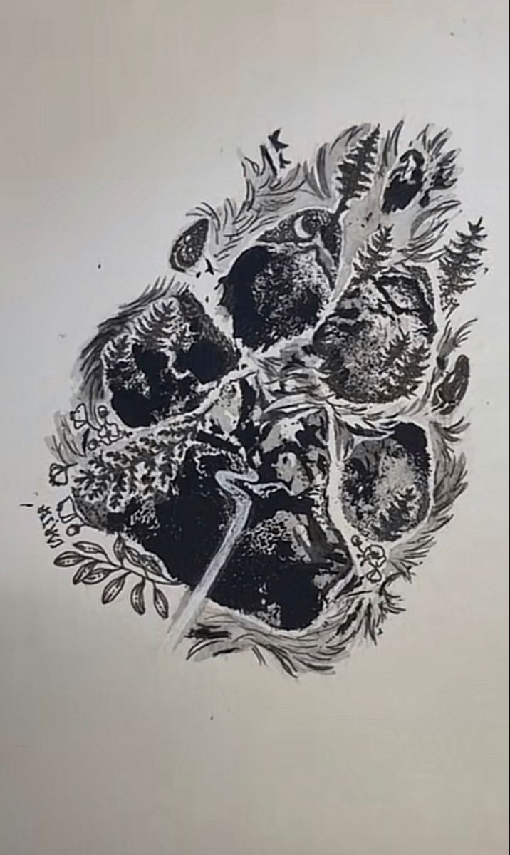 a black and white drawing of some fruit