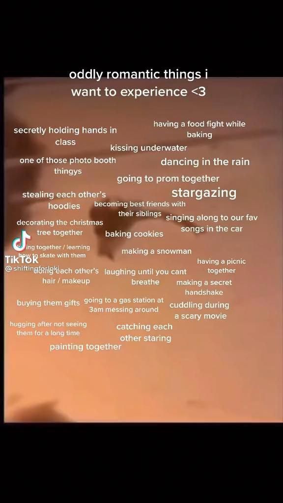 Dates I Wanna Go On, Things To Say To Your Boyfriend To Give Him Butterflies, Things I Wanna Do With You Boyfriend, Love Percentage Game On Paper, Who Would You Date Aesthetic, Cute Relationship Things To Do, Oddly Romantic Things I Want To Experience, Cute Things To Do To Your Boyfriend, Oddly Romantic Things I Wanna Experience