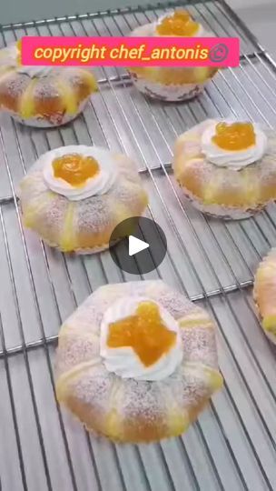 several pastries are cooling on a wire rack