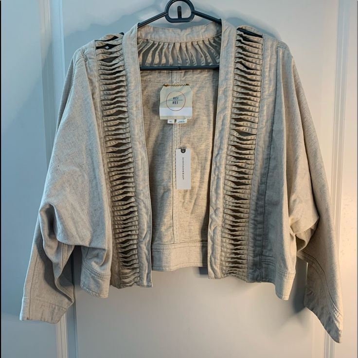 Size Medium/Small New With Tags Neutral Outerwear For Spring Layering, Spring Layering Neutral Outerwear, Casual Taupe Spring Cardigan, Casual Taupe Outerwear For Spring, Anthropologie Jacket, Anthropology, Suit Jackets, Light Jacket, Blazer Suit