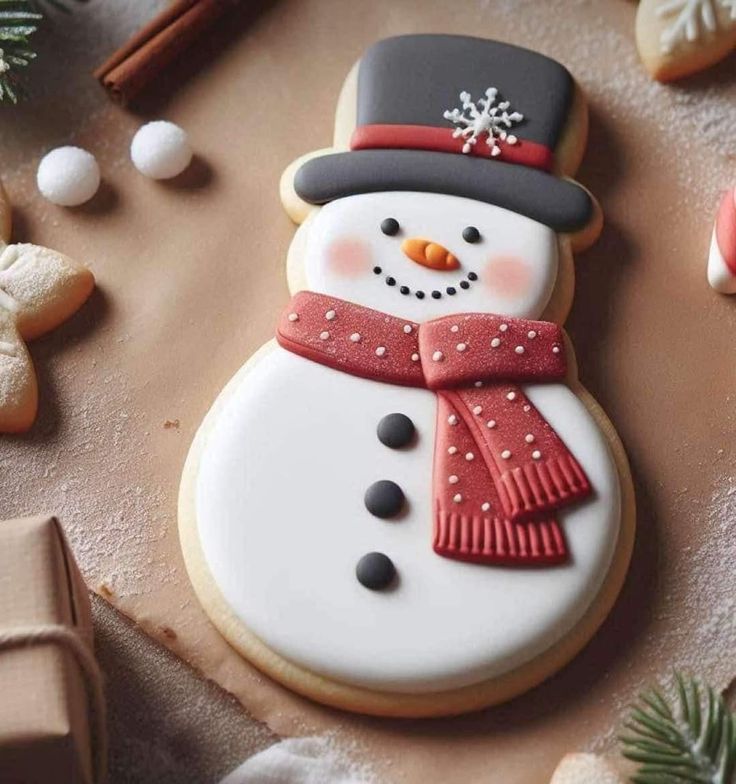 a decorated cookie with a snowman on it