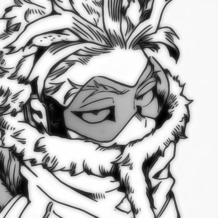 a black and white drawing of a person with headphones in their ears wearing a fur coat