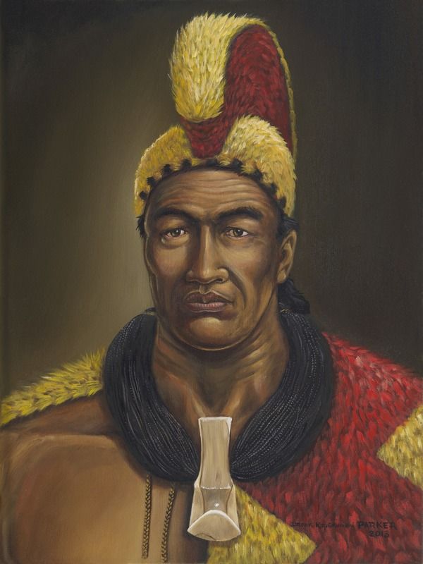 an oil painting of a man wearing a red and yellow hat