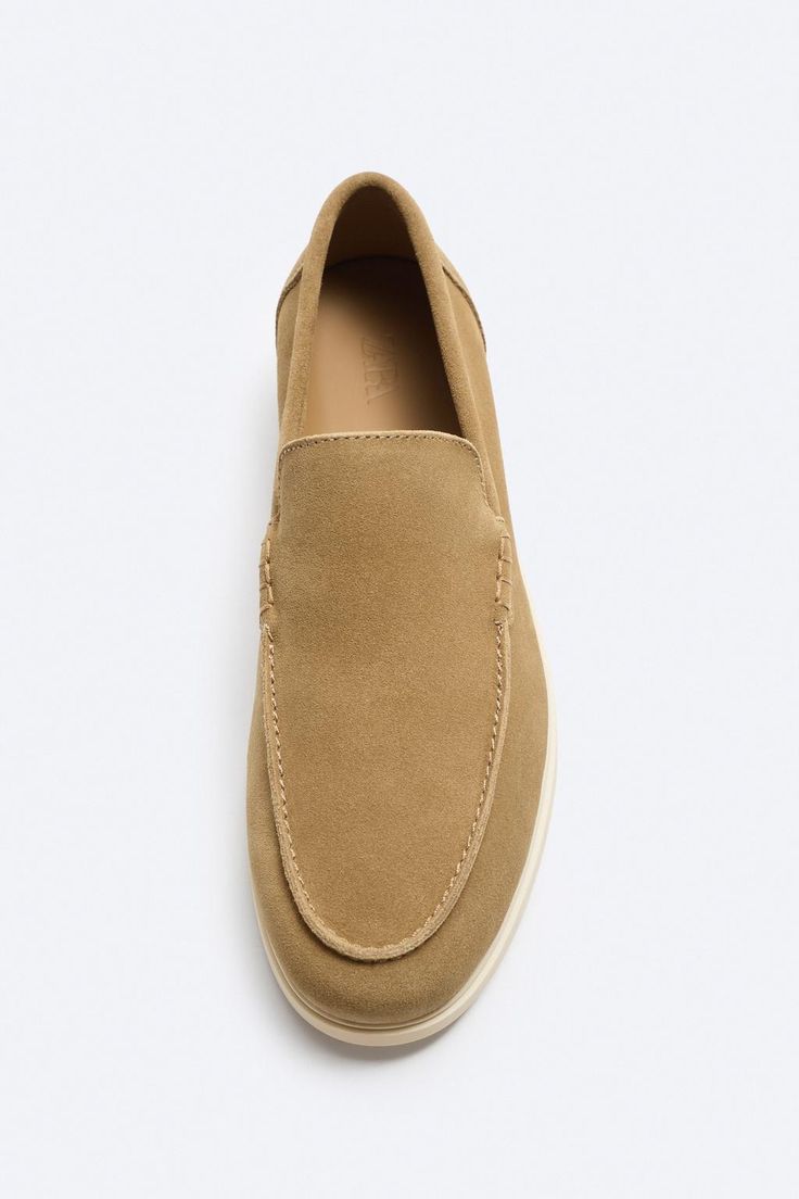 CASUAL LEATHER LOAFERS - Bone White | ZARA United States Business Casual Slip-ons With Almond Toe And Stitched Sole, Suede Leather Slip-on Shoes With Contrast Sole, Suede Leather Slip-on Shoes With Stitched Sole, Slip-on Suede Leather Shoes With Stitched Sole, Slip-on Suede Leather Shoes With Textured Sole, Suede Loafers With Contrast Sole And Round Toe, Suede Boat Shoes With Almond Toe And Leather Sole, Leather Slip-on Loafers With Suede Lining, Suede Slip-on Leather Shoes With Textured Sole