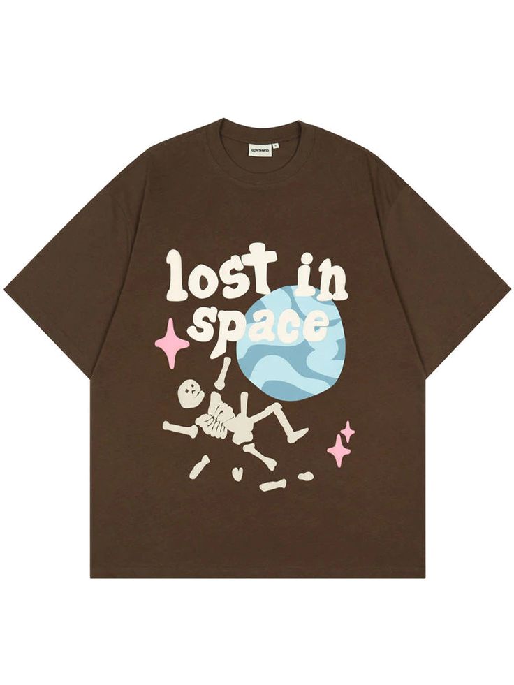 DESCRIPTION Our new Harajuku Style "Lost In Space" Oversized Tee is sure to strike the attention of anybody! With an eye-catching graphic on the front, this is the perfect tee to make a statement with your streetwear fit! Get yours now! DETAILS All our shirts are made with 100% organic cotton. Large graphic made by Jap Punk Tshirt, Space Tee, Harajuku Punk, Hip Hop Print, Gothic Men, Mens Fashion Simple, Aesthetic Streetwear, Skeleton Shirt, Streetwear Tops