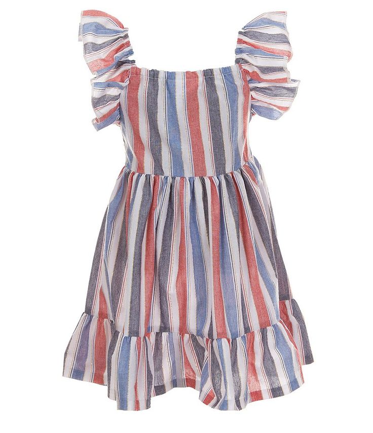 Bonnie Jean Little Girls 2T-6X Flutter Sleeve Americana Striped Gauze Fit & Flare Dress | Dillard's Bonnie Jean, Dillard's, Fit Flare Dress, How To Feel Beautiful, Fit & Flare, Flutter Sleeve, Flare Dress, Pullover Styling, Pleated Skirt