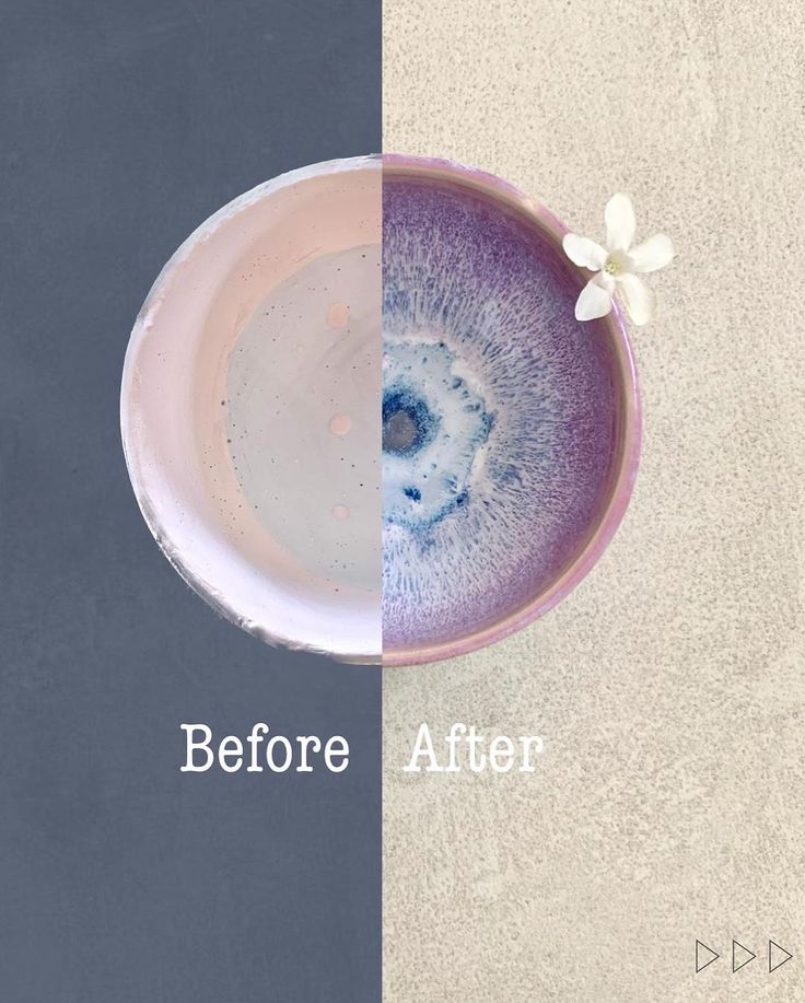 before and after photoshopped images of an empty bowl with flowers on the rim