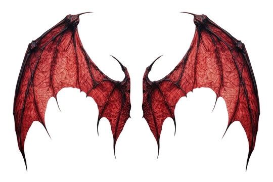 two red dragon wings on a white background