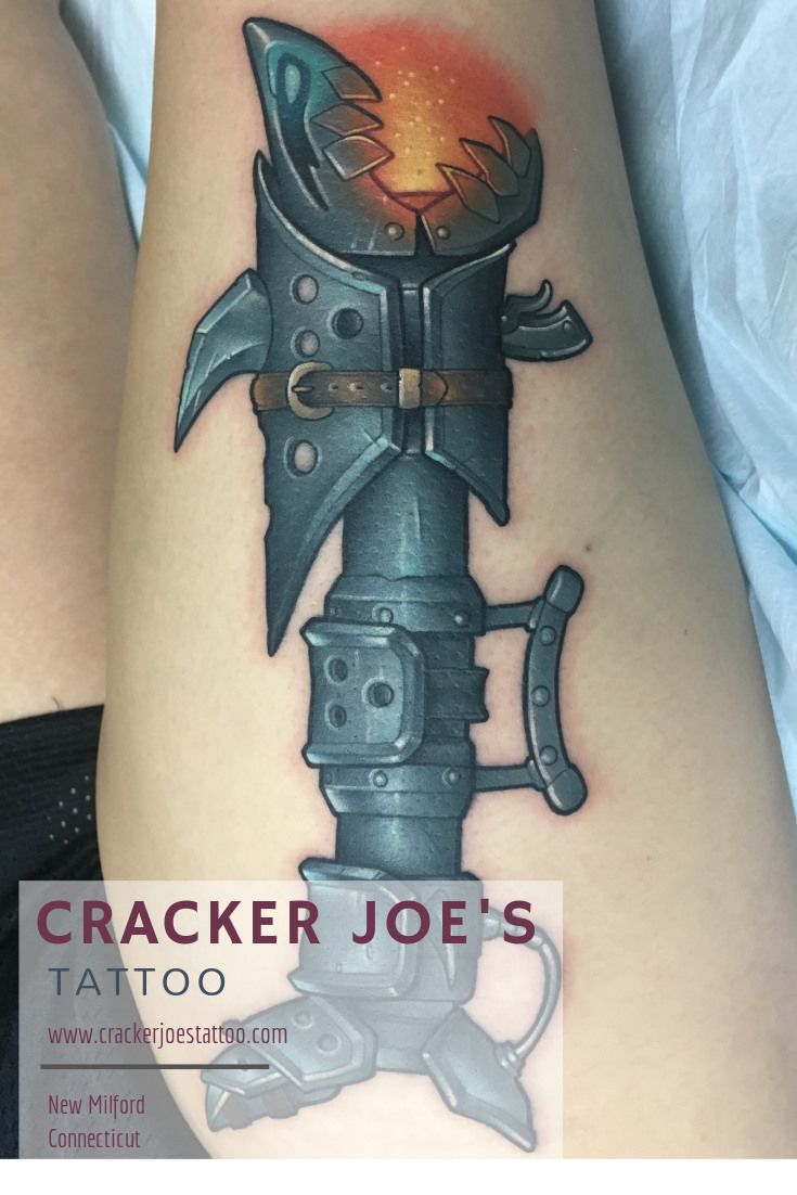 Jinx from League of Legends Tattoo by Tattoo Artist Cracker Joe Swider Working at a Shop in New Milford, CT Jinx Tattoo, New Milford Connecticut, Milford Ct, Website Portfolio, Cloud Tattoo, About Tattoo, Tattoo Shop, Portfolio Website, Color Tattoo