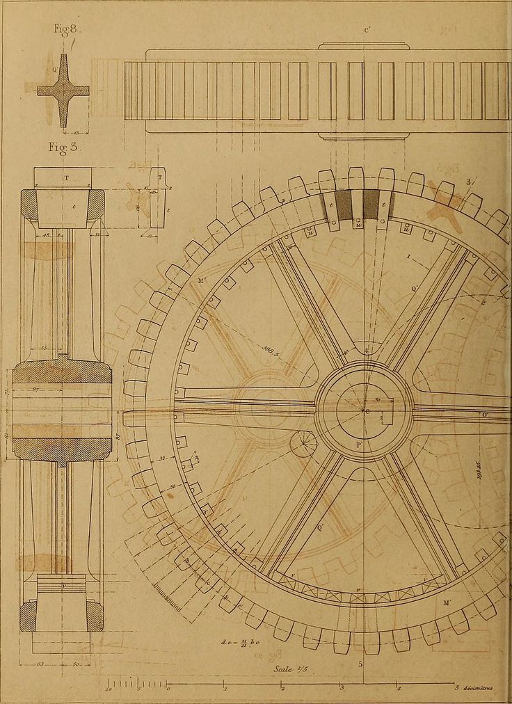 an old drawing of a large wheel on display