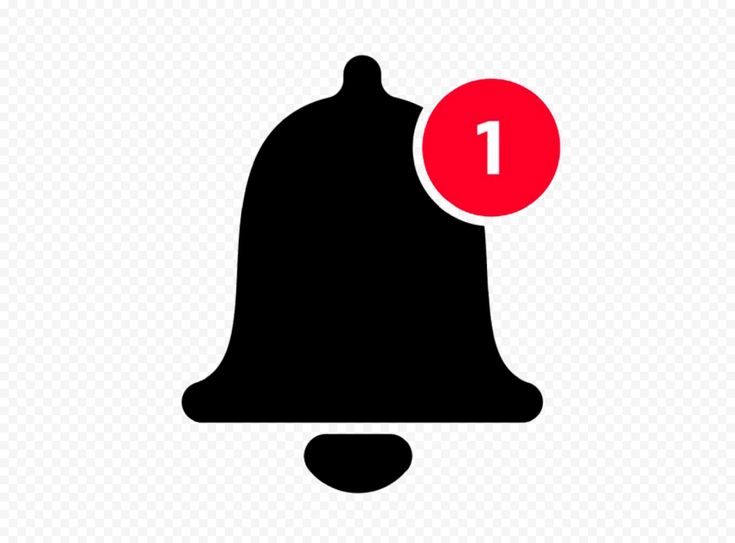 a black and red bell with the number one on it's side, against a white background